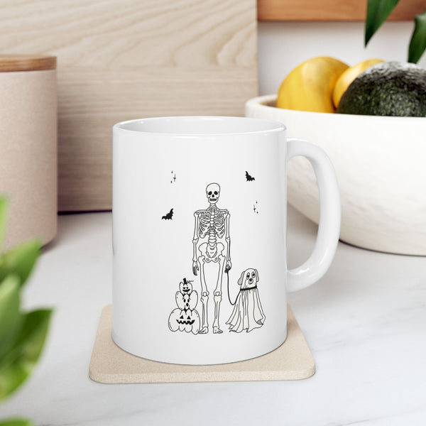 Skeleton and Ghost Dog Mug