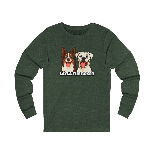 Layla the Boxer Cartoon Long Sleeve Tee