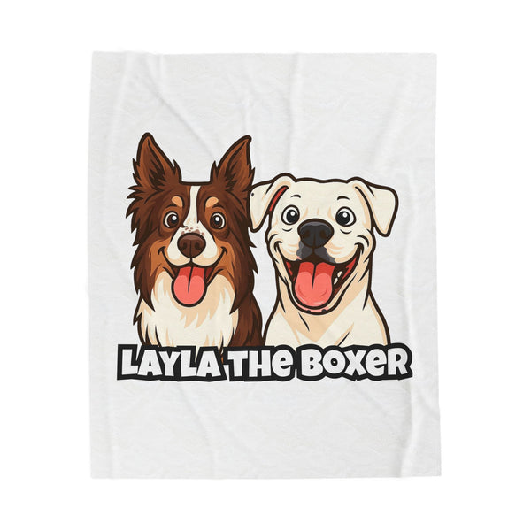 Layla the Boxer Cartoon Plush Blanket