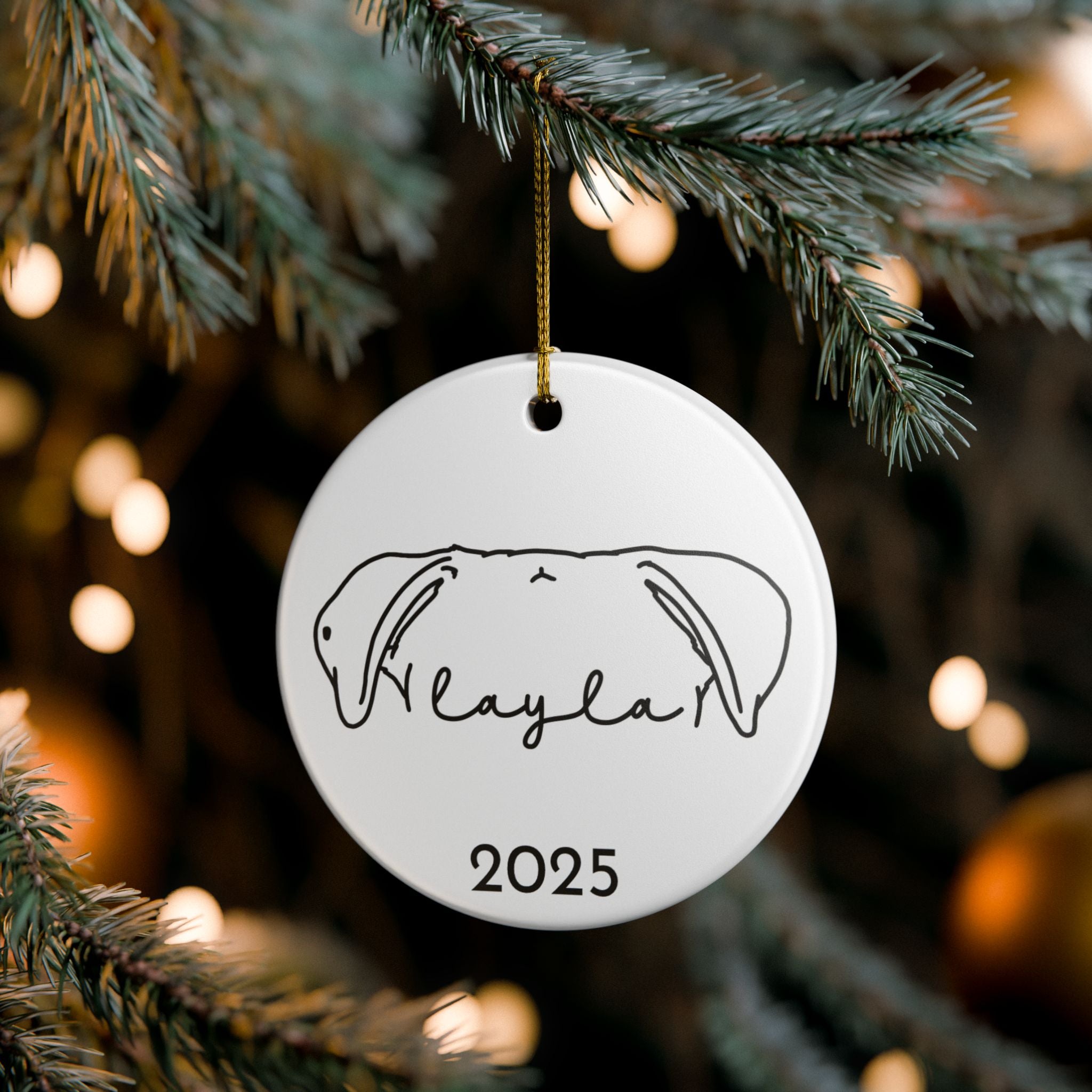 Custom Pet Ear Outline Ornament (FREE shipping)