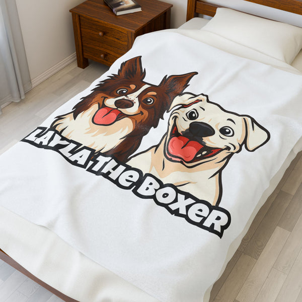 Layla the Boxer Cartoon Plush Blanket