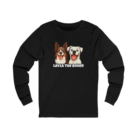 Layla the Boxer Cartoon Long Sleeve Tee