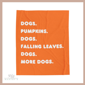 Dogs and Pumpkins Plush Blanket (Orange)