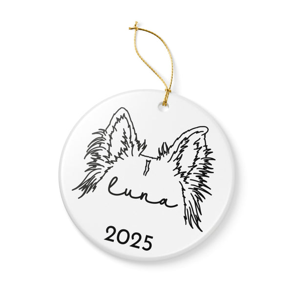 Custom Pet Ear Outline Ornament (FREE shipping)