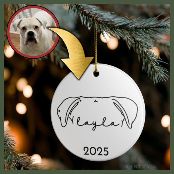 Custom Pet Ear Outline Ornament (FREE shipping)