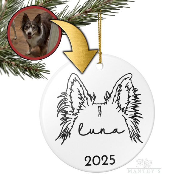 Custom Pet Ear Outline Ornament (FREE shipping)