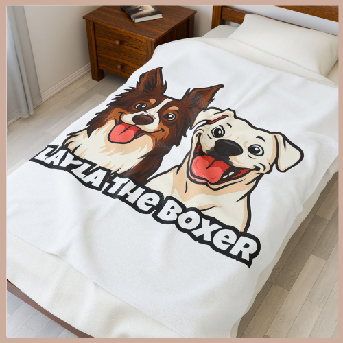 Layla the Boxer Cartoon Plush Blanket
